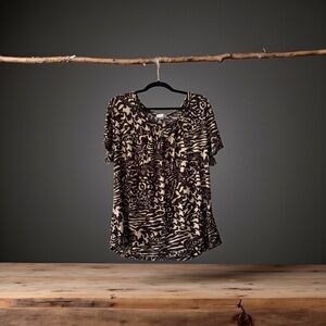 Casual Land Chic Brown Patterned Women's Blouse